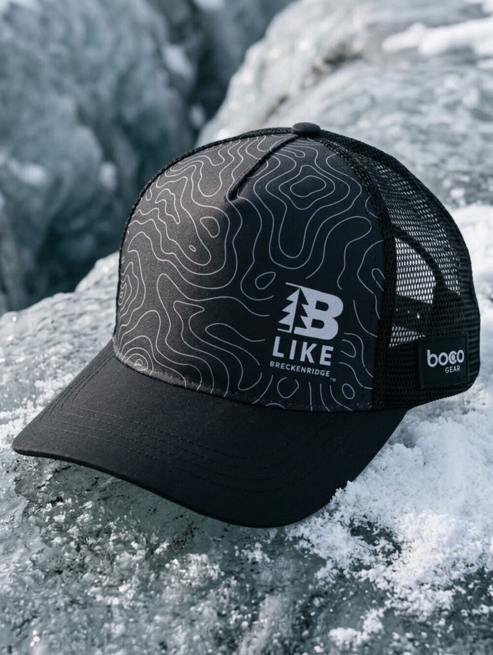 BOCO Gear Black Like Breckenridge Topo Map Trucker Hat Snapback Gorpcore